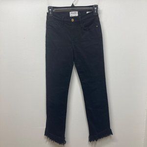 Frame le high straight black jeans raw hem hi rise jeans 25